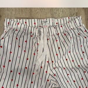 J. Crew Pajama Bottoms - White with Red and Pink Hearts